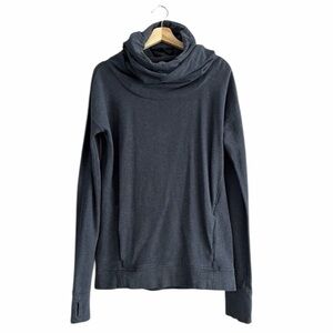 Lululemon Hoodie Womens 8 Blue Stress Less Funnel Cowl Neck Stretch Terry Rulu
